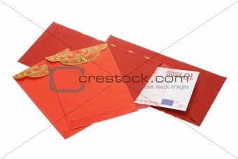 Chinese New Year red packets and Euro notes