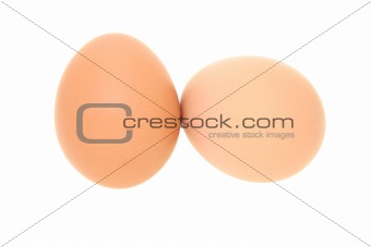 Two fresh brown eggs