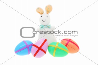 Easter bunny and decorated eggs