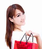 beautiful asian woman holding shopping bag