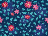 pink flower and green leaf at seamless pattern background