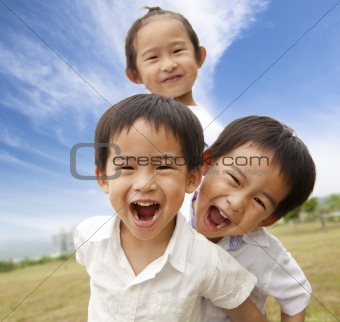 Portrait of happy kids outdoor