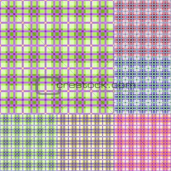 Plaid colorful seamless pattern set