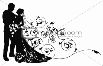 Bride and groom background pattern silhouette