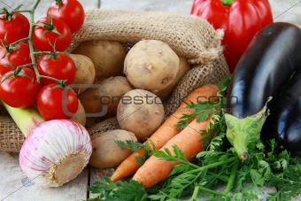 Different fresh vegetables  on the table