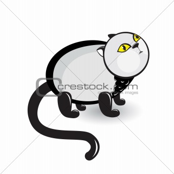 Cartoon gray cat with sad eyes