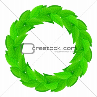 A wreath of green leaves