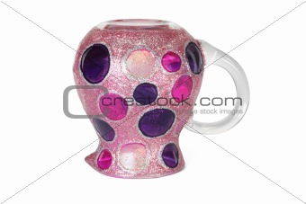 Inverted colorful glass jug