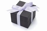 Black gift box with bow ribbon
