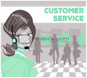 Beautiful customer service operator woman with headset 