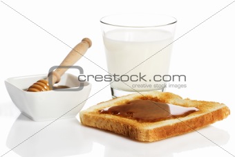 toast with honey and milk