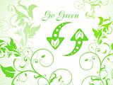 abstract green floral background with refresh icon
