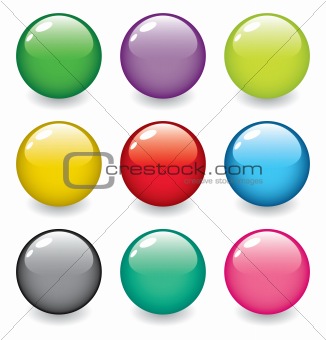 set of realistic, dimensional, colorful, vector spheres