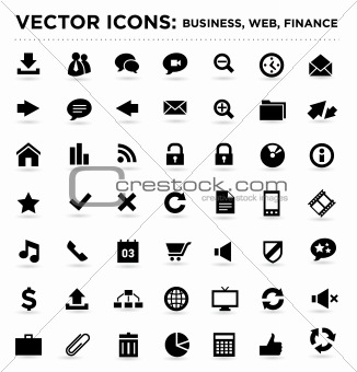 black vector business web finance icons