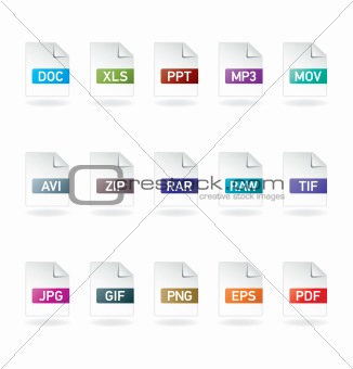 Vector colorful file formats icon set