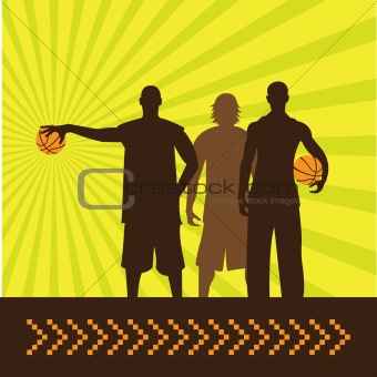 Vector composition of three basketball players