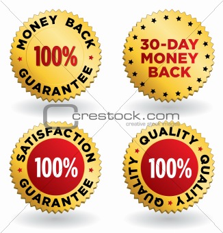 Vector  labels / seals / signs in gold and red for retail