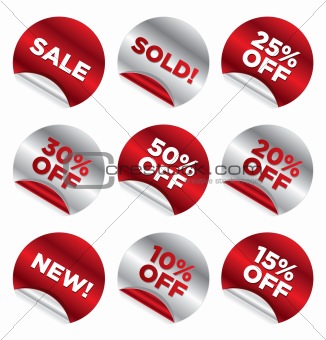 Set of vector round stickers for retail and other use