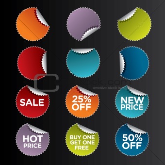 Vector set of the round stickers for retail and other use