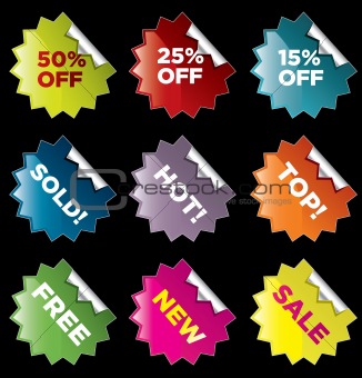 Vector star burst stickers for retail and other use