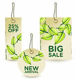 Vector illustration of green sale tags set