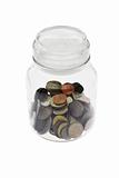 Coins in glass jar