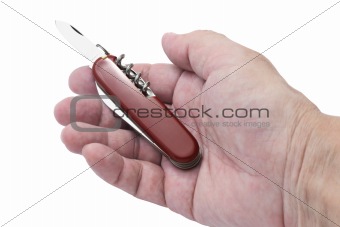Hand holding Swiss army pocket knife