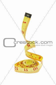 Measuring tape suspended in the air