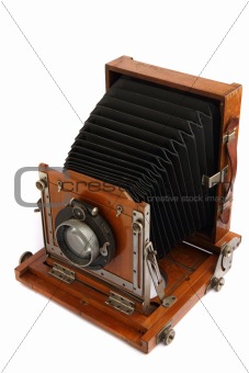 old wooden photo camera