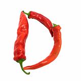 Letter D composed of chili peppers