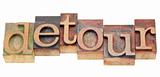 detour word in letterpress type