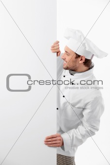 Cook with a banner