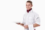 Waiter with empty plate