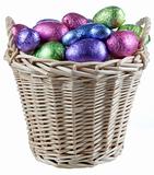 Basket filled with chocolate eggs
