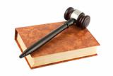 book and gavel isolated over white
