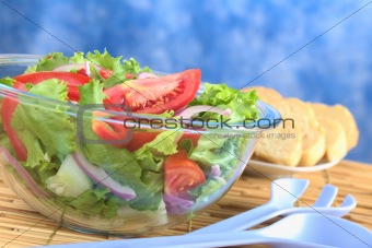 Light Summer Salad in Glass Bowl