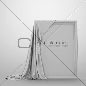 Empty picture covered with a cloth.