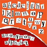Anonymous alphabet - white clippings
