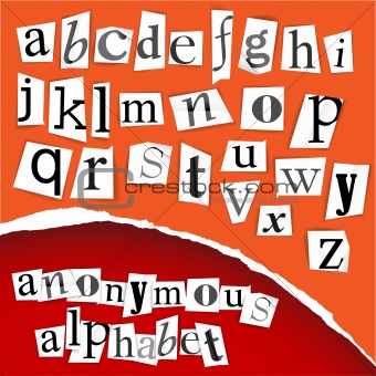 Anonymous alphabet - white clippings