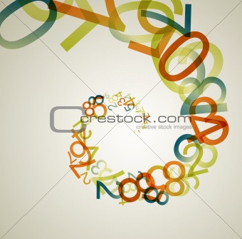 Abstract retro background with colorful rainbow numbers