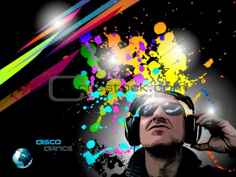 Artistic Disco Flyer with DJ shape