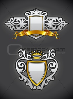heraldic vintage emblems set silver and gold