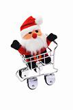 Santa Claus in shopping cart