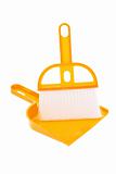 Plastic dust pan and brush in yellow