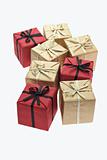 Color gift boxes with bow ribbons