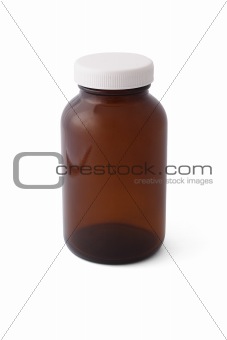 Empty glass pill bottle