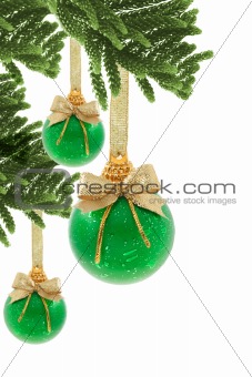 Green Christmas baubles 