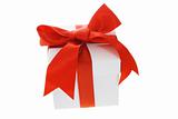 Gift box with red bow ribbon