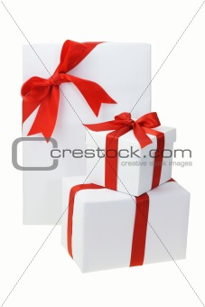 Three white gift boxes 