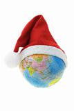 Globe wearing Santa hat